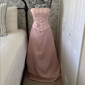 Vintage Jessica McClintock for Gunne Sax pink strapless dress